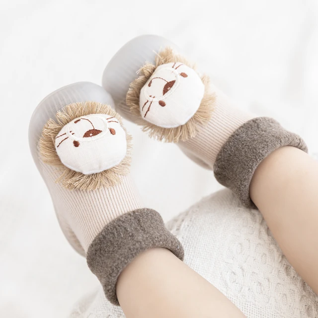 Chaussons chaussettes animaux avec semelle en caoutchouc pour bébé Chaussettes d hiver en coton pais pour b b de 0 3 ans chaussures de sol