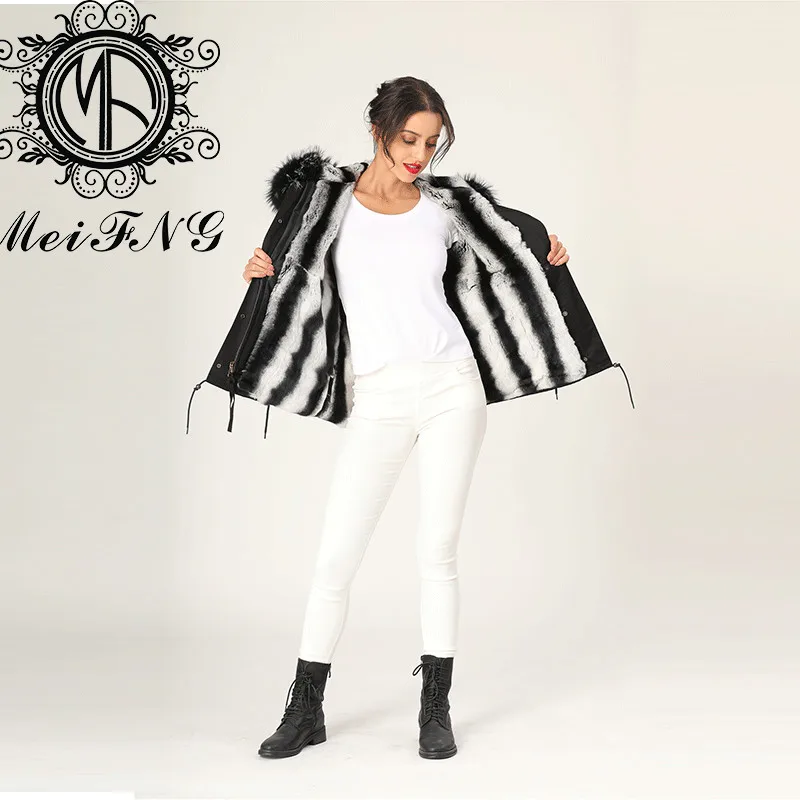 Best Offers Black Big Unique Boutique Femme Hot Sale Real Rex Rabbit Chinchilla Color Lady Fur Jacket