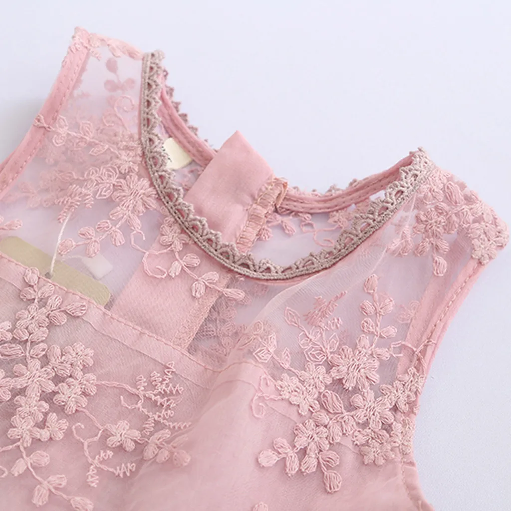 Summer Toddler infant Baby Kids Girls Dress Solid Patchwork Ruched Lace Party Dress Princess wedding Dress Children clothing#p4