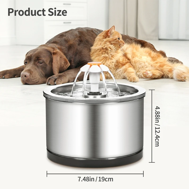 Cat Water Fountain Stainless Steel Intelligent Auto Power Off Pet Fountain Drinking Dog Water Fountain Recirculating 840