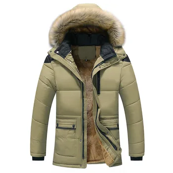 

New autumn and winter men's plus velvet cotton long hooded coat tide men's casual men's thick large size MY134