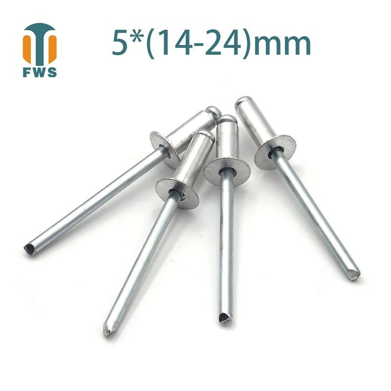 

10PCS M5 Multi Size Aluminium Open End Countersunk Head Break Mandrel Blind Rivet Nail Pop Rivets for Furniture Car Aircraft