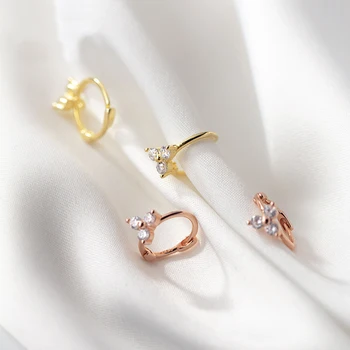 

MloveAcc Elegant Circle Hoop Earrings for Women 2020 New Vintage Piercing Jewelry Zircons Flower Earring 925 Sterling Silver