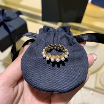 

Japan and South Korea Pearl ring female golden Z ring fashion luxury