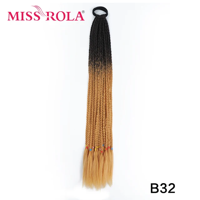Synthetic Chignon Hair 60cm Hair Color Gradient Dirty Braided Ponytail Women Elastic Hair Rubber Band Hair Accessories Headband B32