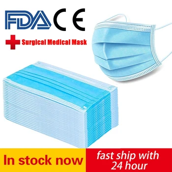 

In stock! Medical Disposable Mask 3 Layers Filtration Non-woven Dustproof Facial Protective Cover Anti-Dust FDA CE Surgical Mask