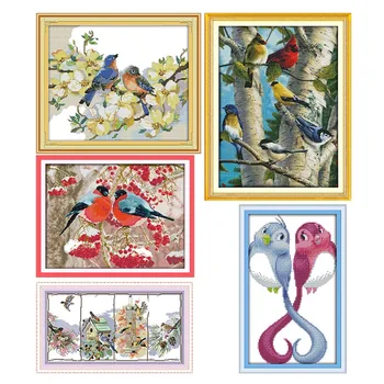 

Joy Sunday Cross Stitch DIY Cross Stitch Kit11&14CT Love Birds Patterns Counted Cross-Stitch Printed Canvas Wall Home Decor&Gift