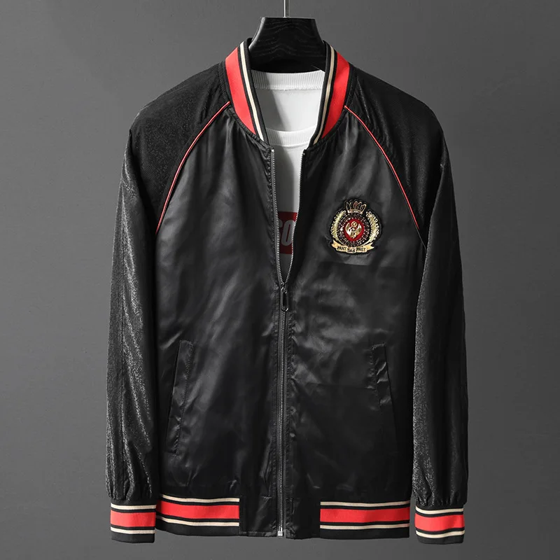 

2019 Autumn Bomber Jacket Men Zipper Stand Neck Black Motorcycle Coat Biker Long Outwear Slim Streetwear Chamarras Para Hombre