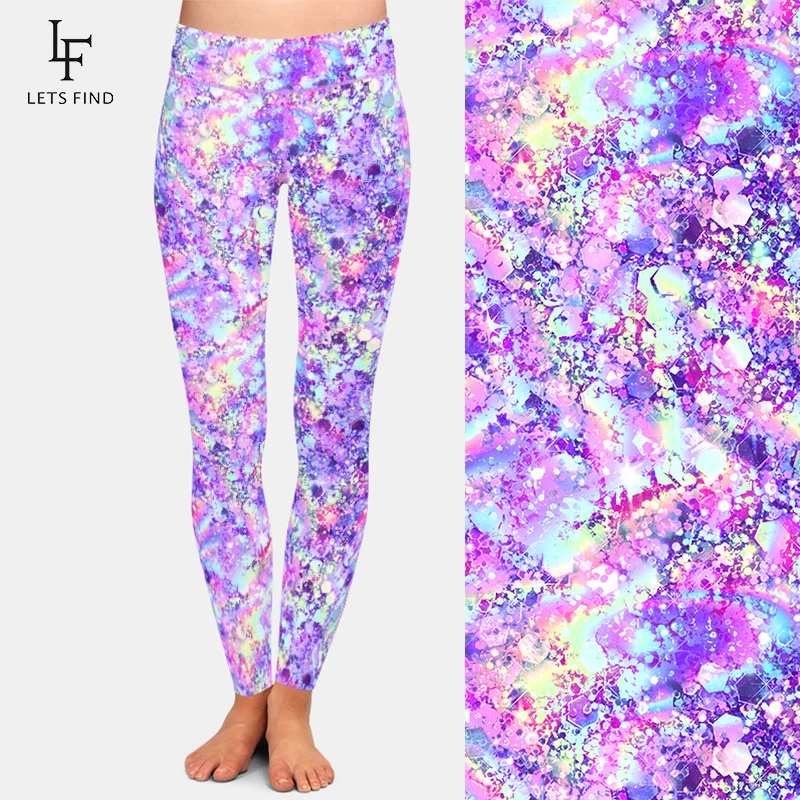 LETSFIND Fashion Women High Waist Elastic Leggings High Quaility Glitter Unicorn Print Plus Size Women Workout Leggings thermal leggings