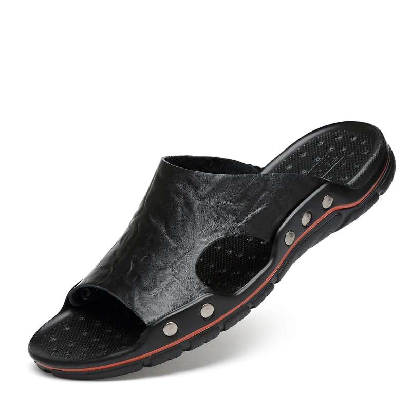 QUAOAR Summer Shoes Men's Slippers Size 38-48 Beach Sandal Fashion Men Sandals Leather Casual Shoes Flip Flop Sapatos masculino