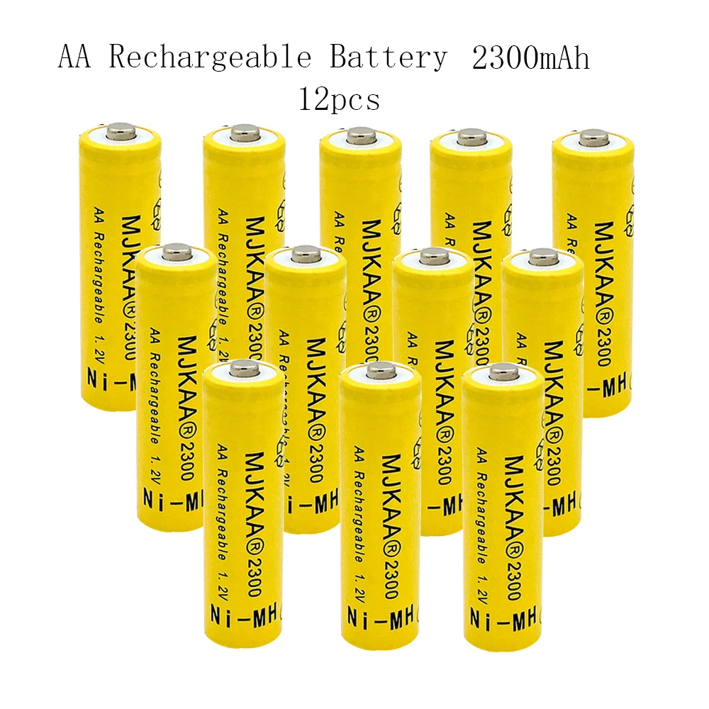 

AA 12PCS 2300mAh AA 1.2V NI-MH Rechargeable Battery High Quality 2A Rechargerable Batteries For Remote Control Pre-Charged