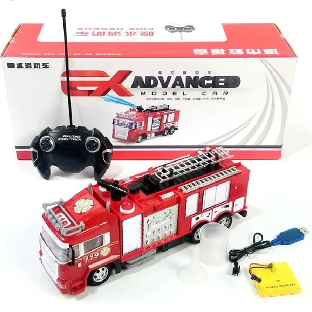 Rc Fire Truck Remote Control Car Truck Rescue 2.4g Fireman Radio Controlled Cars Water Jet Ladder Fire Engine Toys For Boys Gift 5