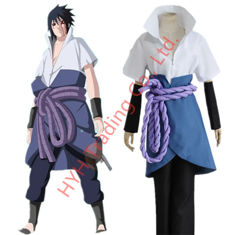 Аниме Naruto Shippuden Sasuke Uchiha Косплэй костюм ниндзя как у героя мультфильма Саскэ парик