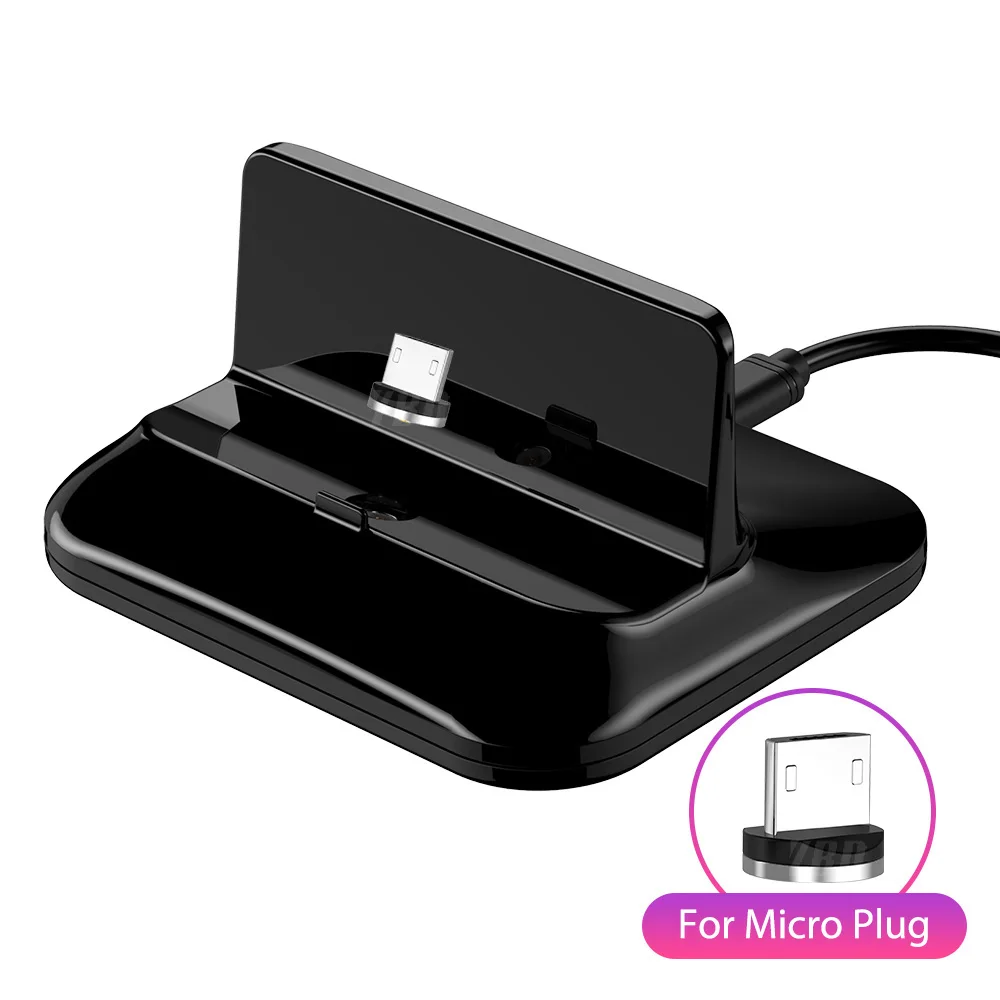 Black micro YBD магнитное зарядное устройство для телефона для huawei Redmi Micro USB док-станция для samsung Xiaomi Android Micro USB подставка держатель для зарядки - Тип штекера: Black micro