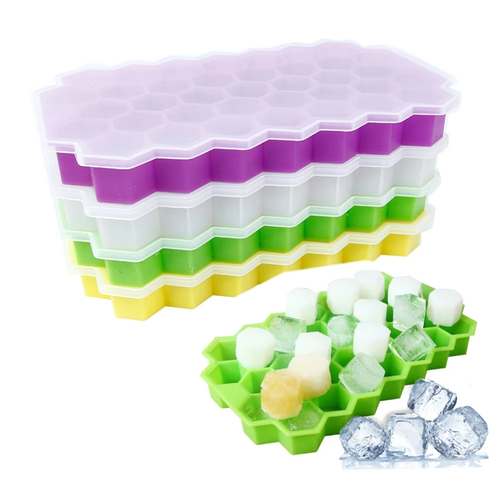 

Home Refrigerator Ice Cube Tray Kitchen Silicone Flexible Honeycomb Tray Mold