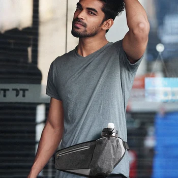 

Running Belt Waist Pack With Water Bottle Holder For Men Women Water Resistant Double-deck Waist Pouch
