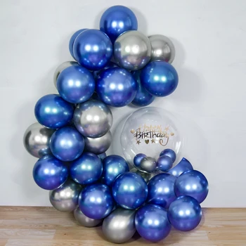 

75pcs Balloon Arch Kit Globo Garland Baby Shower Happy Birthday Party Decorations Kids Blue Silver Metallic Balloon