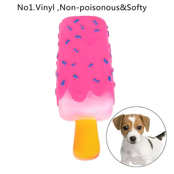 

1pcs Pet Dog Toy Chew Squeaky Rubber Pink Popsicle Shaped Toys For Cat Puppy Baby Dogs Ice Cream Bite Molar Toy