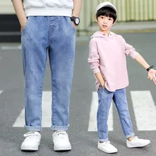 Джинсовые брюки для мальчиков г., весенний стиль, корейский стиль, 12 брюки большого мальчика, 15 лет, брюки для больших мальчиков
