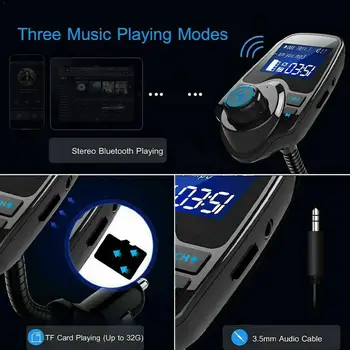 

Wireless Bluetooth Handsfree Car Kit FM Transmitter Audio Bluetooth Adapter MP3 Player Receiver Car USB Charger Bluetooth C I4M6