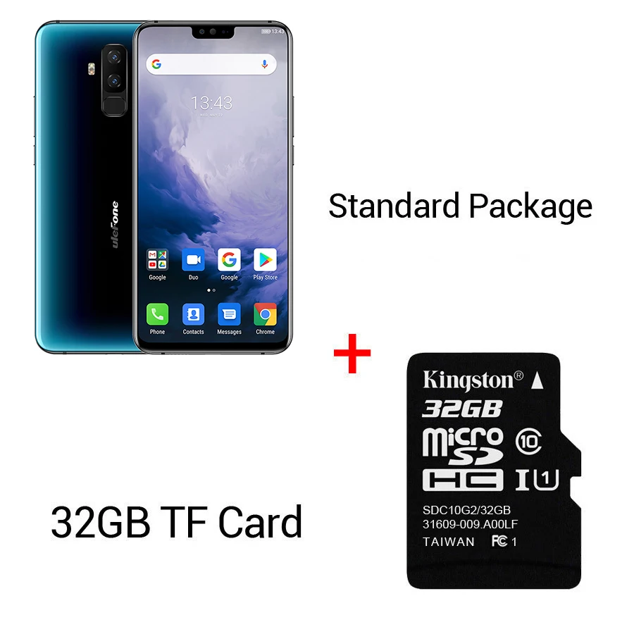 Ulefone T2 6,7 ''FHD+ Helio P70 6 ГБ 128 ГБ смартфон двойной 4G отпечаток пальца Лицо ID NFC Android 9,0 мобильный телефон 4200 мАч - Цвет: Blue N 32GB Card