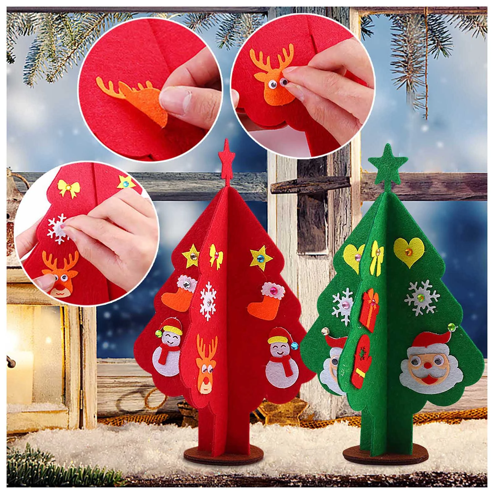 Mini árvores de natal diy pano dos desenhos animados mini árvore de natal  com decoração modelos diorama natal aldeia acessórios christma|Árvores| -  AliExpress