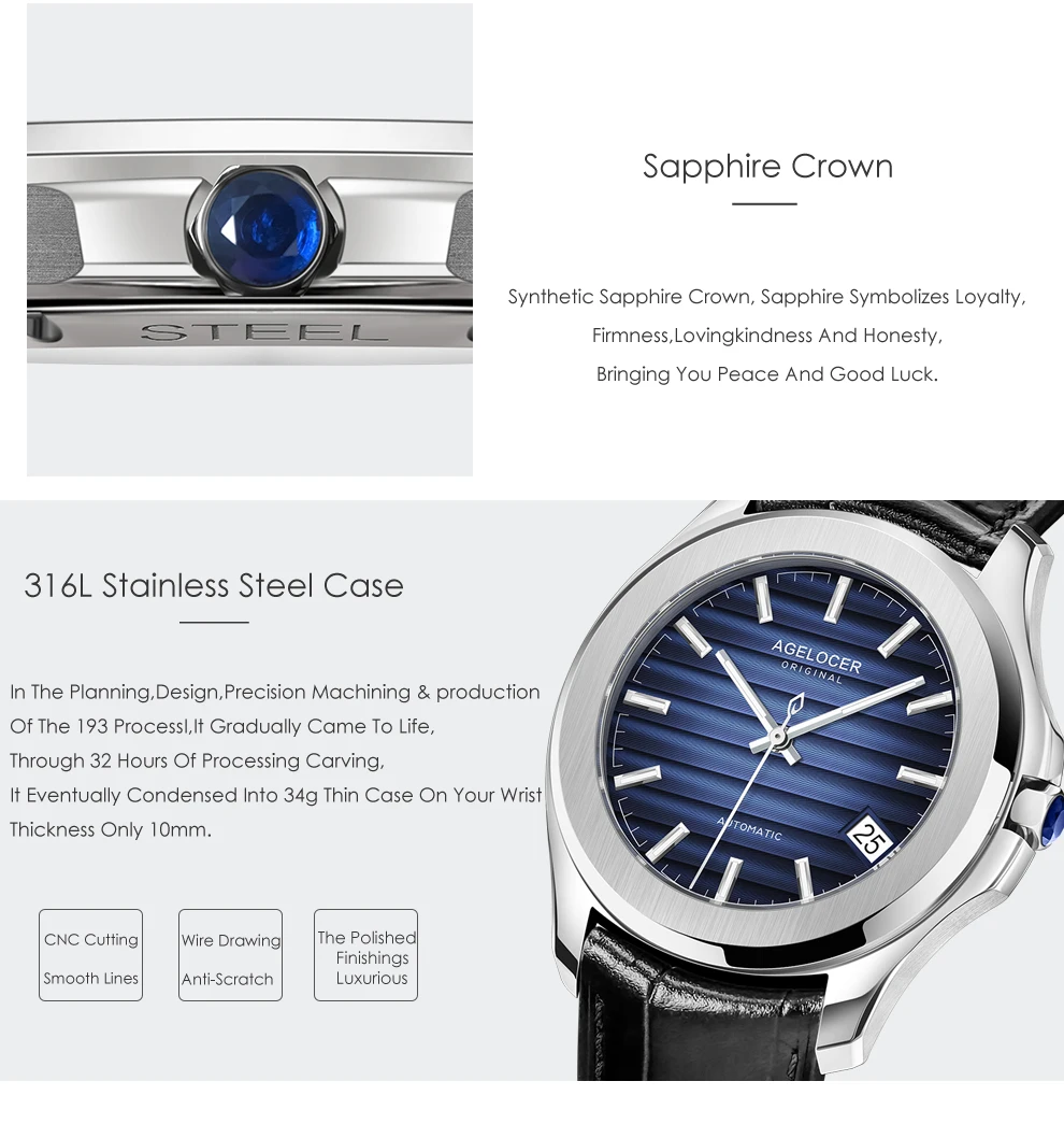 AGELOCER швейцарские мужские часы лучший бренд класса люкс мужские водонепроницаемые запас хода 80 часов автоматические наручные часы синие часы relogio 6304A1