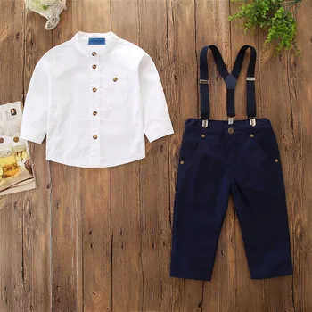

2020 Boys Clothing Sets 2018 Autumn Toddler Kids Boys Clothes Suit Black Shirt+Overalls 2PCS Outfits Sets Child Boy Clothing