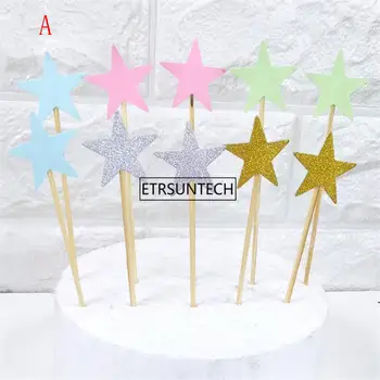 

200pack/lot Love Pentagram birthday cake decoration plug-in card dessert table party decoration Cake Topper YT0105