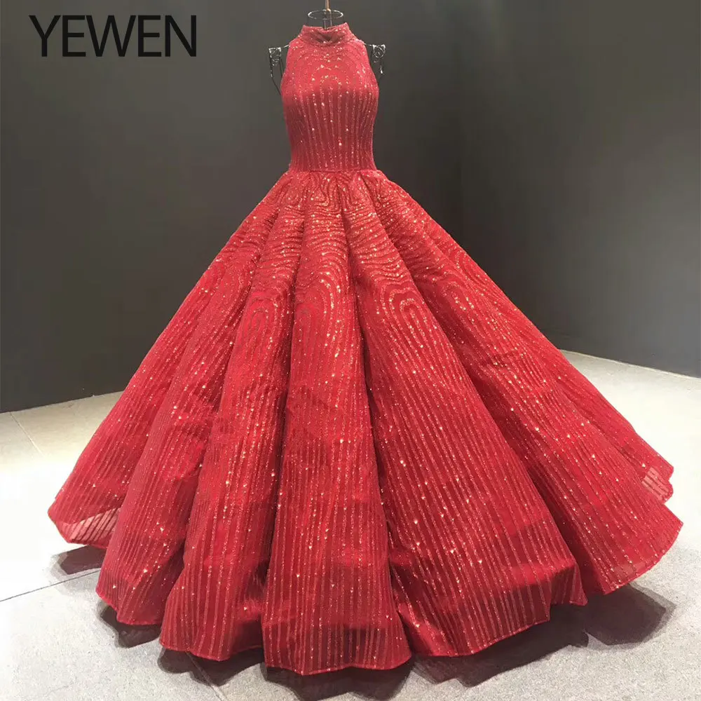 Роскошное арабское свадебное платье, бальное платье, Vestido de noiva, Аппликации, высокий вырез, свадебные платья, длина до пола, платье невесты