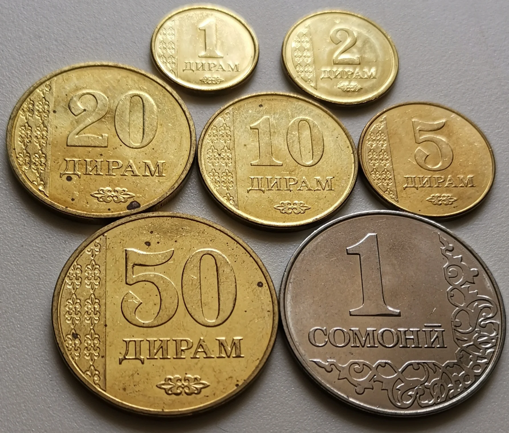 Таджикистан 2011 1 Dirham-1 сом полный набор 7 штук натуральная монеты подлинный