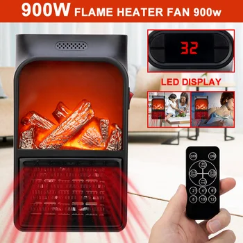 

Timethinker Mini Electric Wall-outlet Flame Heater 900W EU Plug Air Warmer PTC Heating Stove Radiator Household Wall Handy Fan