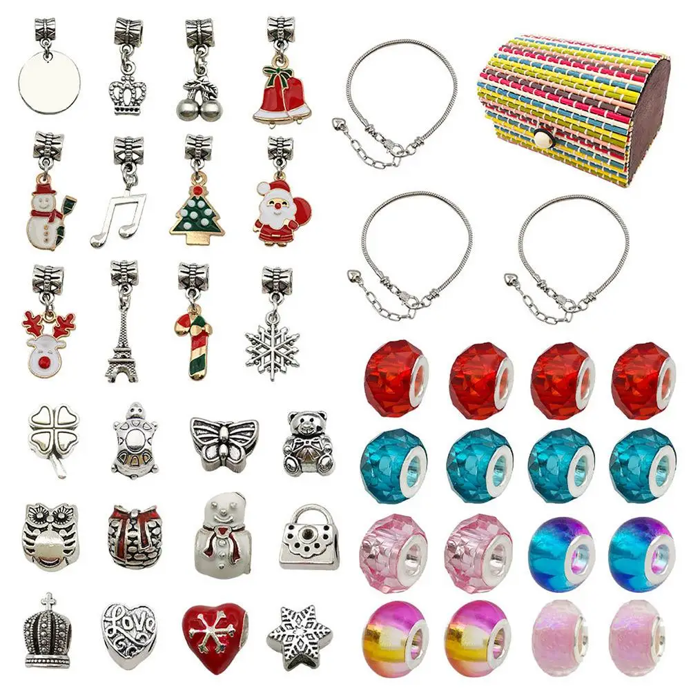 Christmas Advent Calendar 2021 for Girls DIY Christmas Bracelet Gift Set  with 3 Bracelets and 40 Charm Beads C _ - AliExpress Mobile