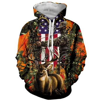 

Hipster 3D Print Deer Hunting USA Flag Jacket Men/women Fashion Pullovers Hoodies Boys Streetwear Tracksuit Men Clothes Big Size