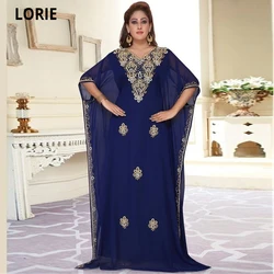 LORIE Beading Evening Dresses Dubai Cap Sleeve Chiffon Middle East Prom Party Gowns for Women Plus Size Special Occasion Gowns