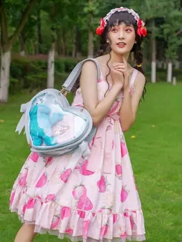 

Lolita Japanese Cute Bow Heart-shaped Transparent Itabag Bags Solid Color Fashion Trend