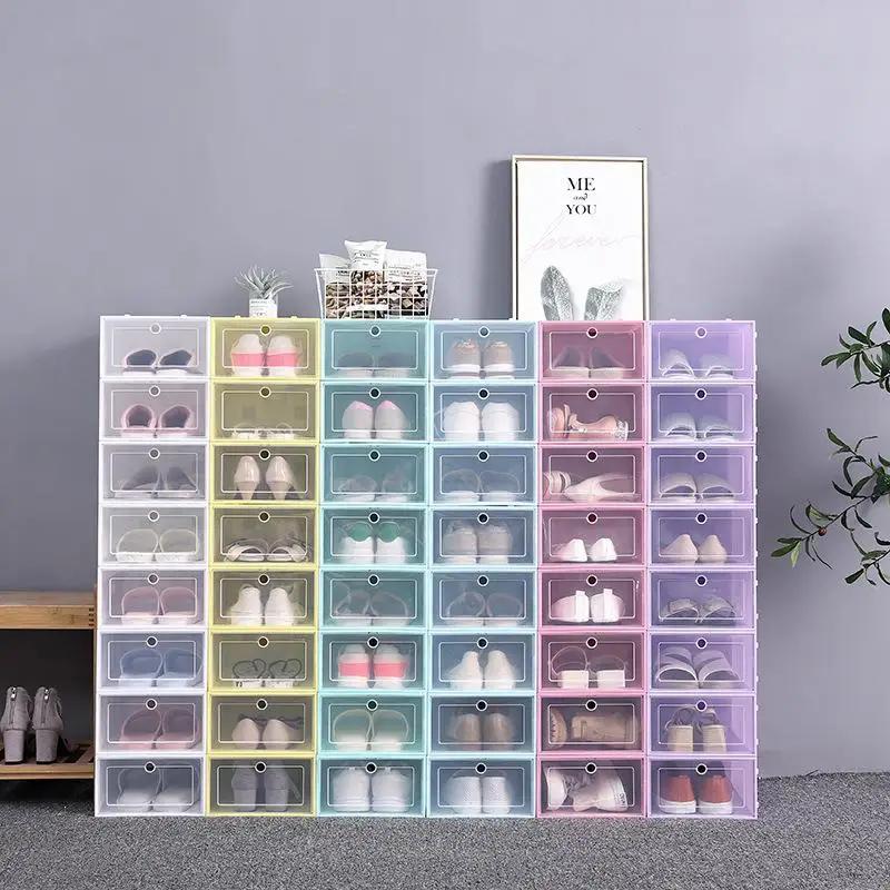 

3/6PCS Thickened Flip Shoes Case Foldable Drawer Shoes Storage Boxes Transparent Stackable Dust-Proof Box Shoe Storage Organizer
