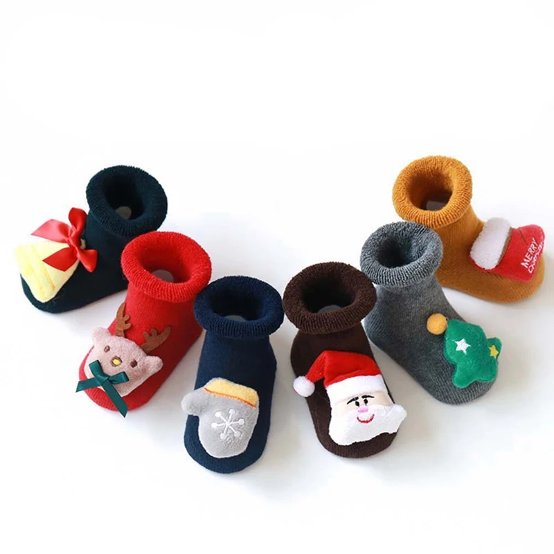 Зимние носки для малышей носки для мальчиков и девочек хлопковые гетры для малышей Детские носки-тапочки нескользящие носки для малышей