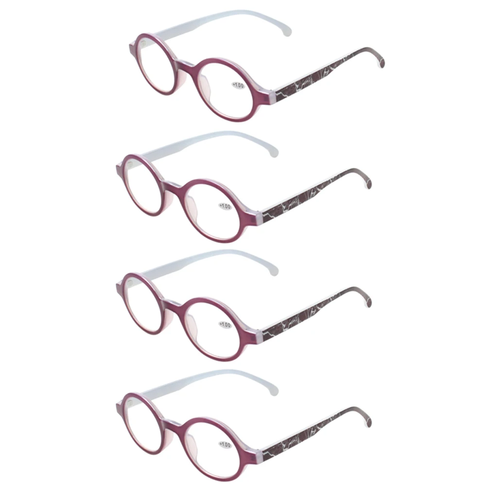 

Reading Glasses Men and Women Autumn Hinges Round Eyeglasses Frames Readers 4 Pack Retro Frame Material Lenses Optical Attribute