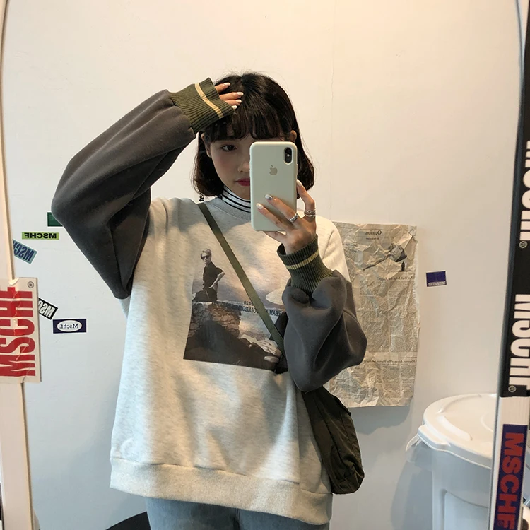 Женские кофты японский Harajuku Ulzzang Повседневный свободный Ins винтажный свитер с принтом Женская Корейская кавайная одежда для женщин