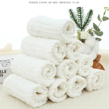 

10PCS/Lot Newborn Reusable Soft Diapers Inserts 100% Cotton Washable 10 Layers Fabric Diaper for Infant Kids Babies Care