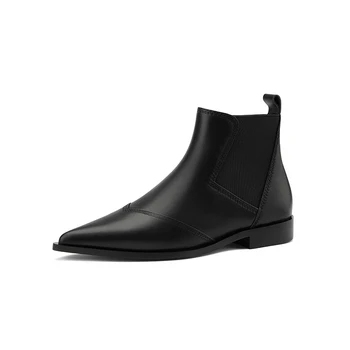 

Cow leather Women's Boots poined Toe low heels Heels ladies ankle boots Autumn Winter Party Casual Basic Shoes Woman