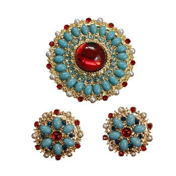 

Ydgy retro palace Baroque red and blue pearl luxury Earrings Fashion Women round Bohemia big earrings accessories wholesale