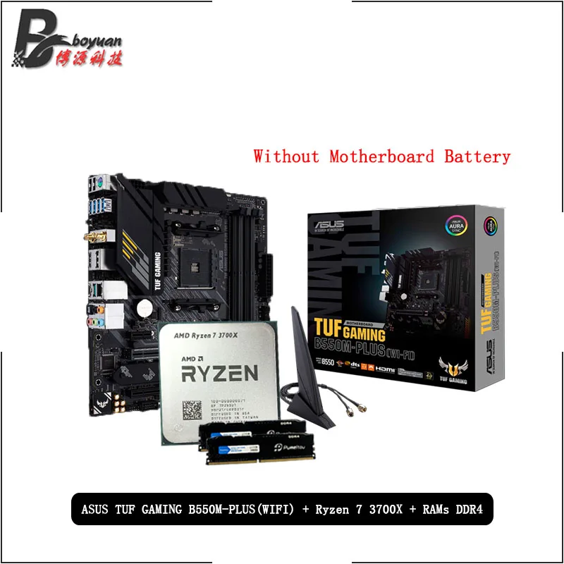 AMD Ryzen R7 3700X CPU + ASUS TUF GAMING B550M PLUS (Wi-Fi) Материнская плата Pumeitou DDR4 8 Гб 16 оперативная