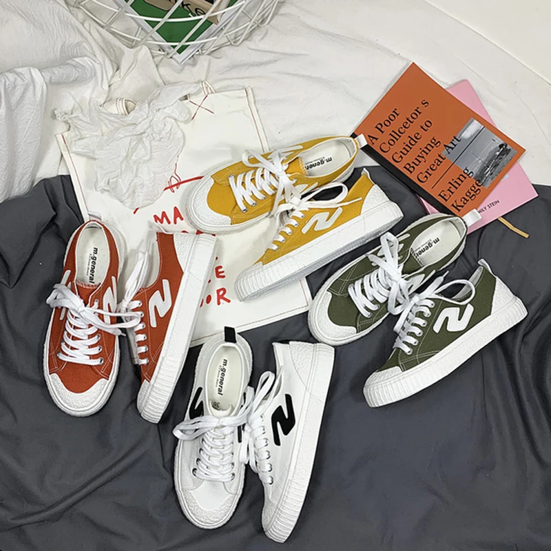 

Famous canvas shoes female students 2019 summer new ins wild Korean street shooting white shoes elegant casual shoes