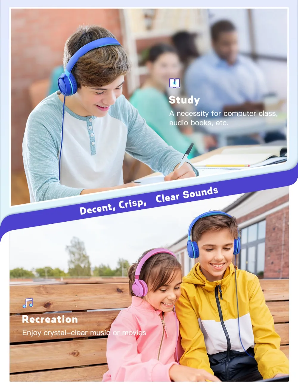 Mpow CHE1 Kids Wired Headset Headphones with 3 5mm Audio Jack Mic Volume Limit 2020 Portable Cute Children Learning Headphone