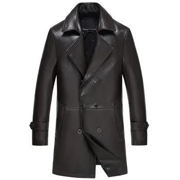 

Leather Genuine Sheepskin Coat Autumn Winter Jacket Men Streetwear Windbreaker Long Coats 5xl Chaqueta LSY360 MY1675