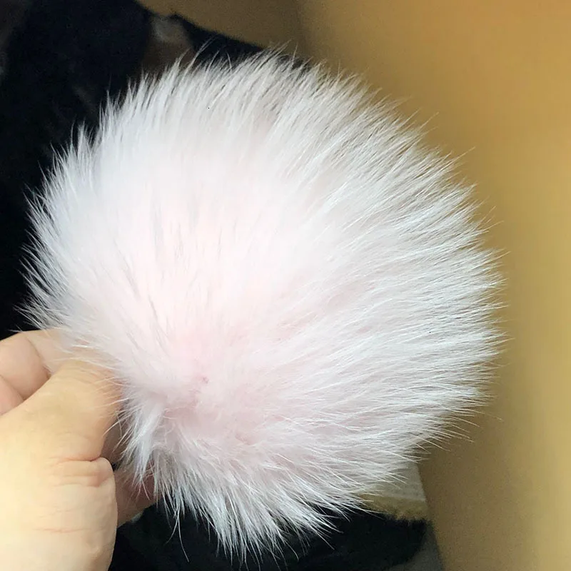 15 см натуральный животный Hairball Hat помпон ручной работы DIY действительно енот большой волос шар шляпа помпон с пряжкой