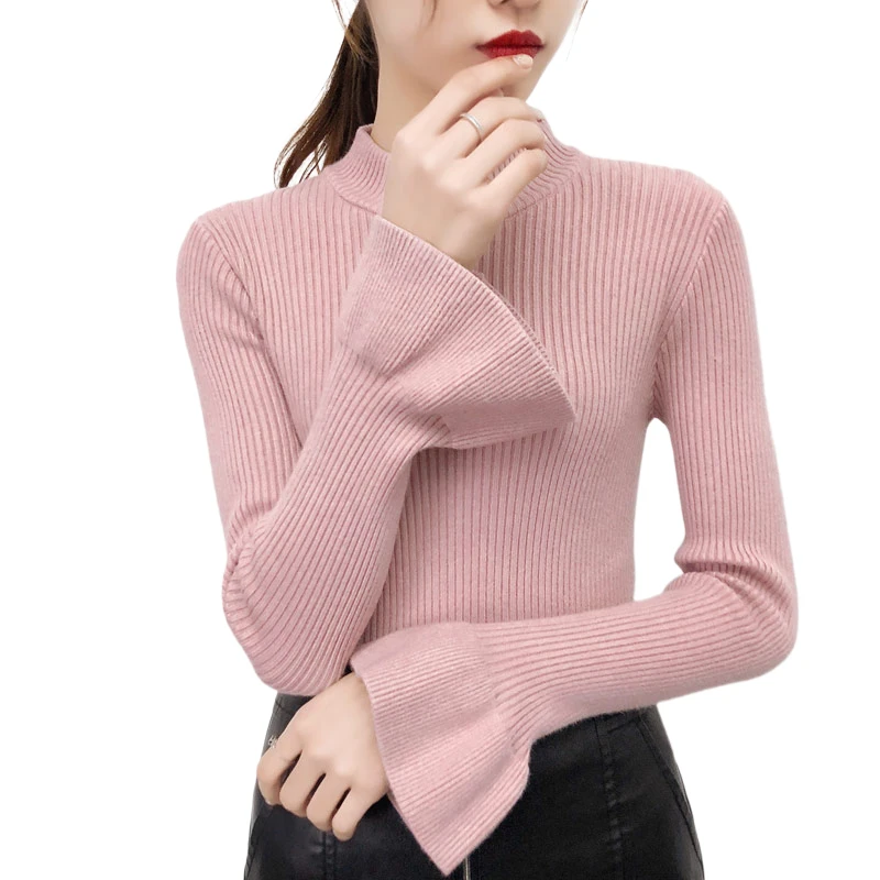 Turtleneck Women Sweaters and Pullovers 2021 Spring New Knitted Solid Slim Sexy Lady Elegant Pull Outwear Coat Tops | Женская одежда