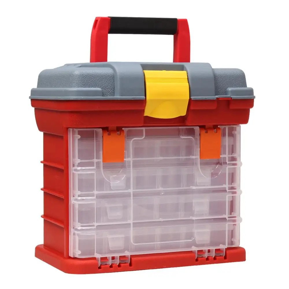 4 Layer Fishing Tackle Portable Toolbox Outdoor Tool Case Screw Hardware Plastic  Storage Box tool box with Locking Handle